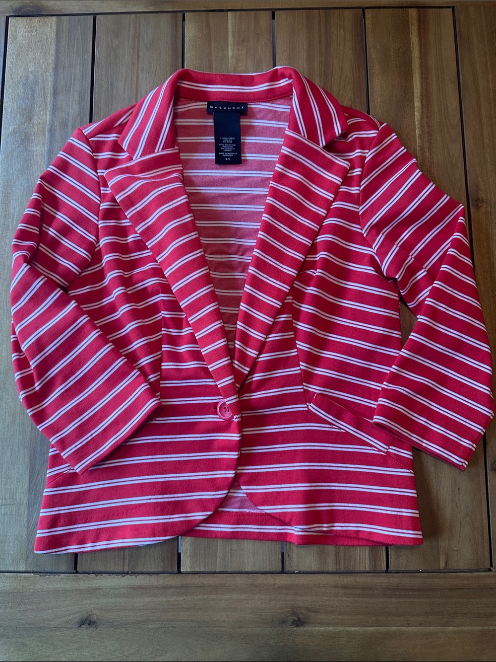 Metaphor Red and White Striped Blazer